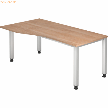 mcbuero.de Schreibtisch 4-Fuß eckig 180x100/80cm Nussbaum/Silber mcbuero.de Schreibtisch 4-Fuß eckig 180x100/80cm Nussbaum/Silber von mcbuero.de