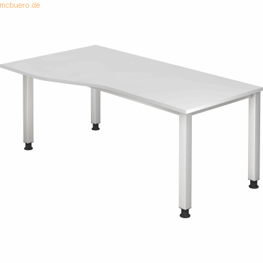 mcbuero.de Schreibtisch 4-Fuß eckig 180x100/80cm Weiß/Silber von mcbuero.de