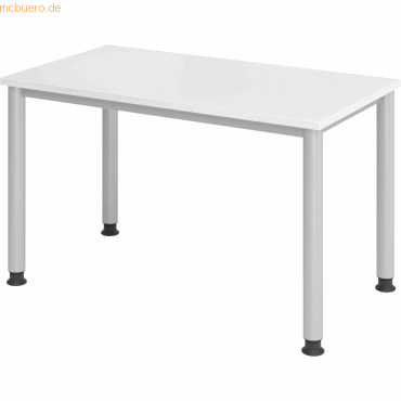 mcbuero.de Schreibtisch 4-Fuß-rund 120x67cm Weiß/silber von mcbuero.de