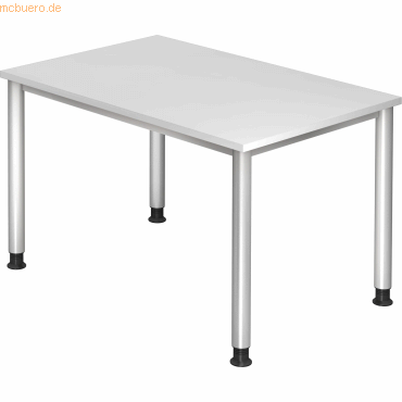 mcbuero.de Schreibtisch 4-Fuß-rund 120x80cm Weiß/Silber von mcbuero.de