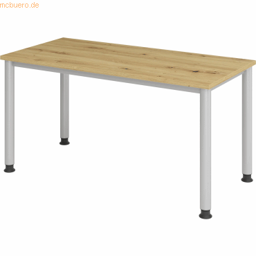 mcbuero.de Schreibtisch 4-Fuß-rund 140x67cm Asteiche/silber mcbuero.de Schreibtisch 4-Fuß-rund 140x67cm Asteiche/silber von mcbuero.de