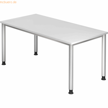 mcbuero.de Schreibtisch 4-Fuß-rund 160x80cm Weiß/Silber von mcbuero.de