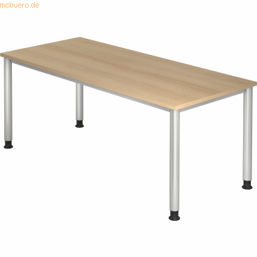 mcbuero.de Schreibtisch 4-Fuß-rund 180x80cm Eiche/Silber mcbuero.de Schreibtisch 4-Fuß-rund 180x80cm Eiche/Silber von mcbuero.de