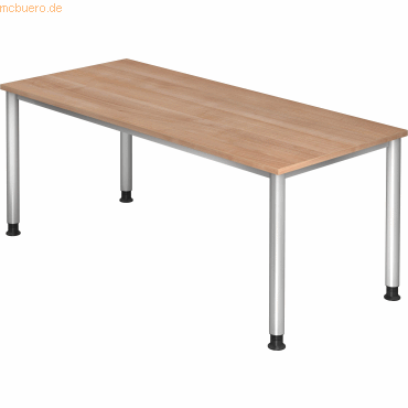 mcbuero.de Schreibtisch 4-Fuß-rund 180x80cm Nussbaum/Silber mcbuero.de Schreibtisch 4-Fuß-rund 180x80cm Nussbaum/Silber von mcbuero.de