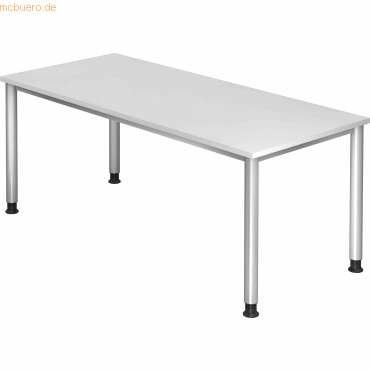 mcbuero.de Schreibtisch 4-Fuß-rund 180x80cm Weiß/Silber mcbuero.de Schreibtisch 4-Fuß-rund 180x80cm Weiß/Silber von mcbuero.de