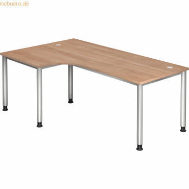 mcbuero.de Schreibtisch 4-Fuß-rund 200x120cm 90 Grad Nussbaum/Silber mcbuero.de Schreibtisch 4-Fuß-rund 200x120cm 90 Grad Nussbaum/Silber von mcbuero.de