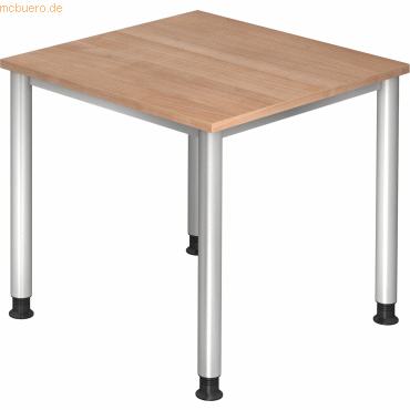 mcbuero.de Schreibtisch 4-Fuß-rund 80x80cm Nussbaum/Silber mcbuero.de Schreibtisch 4-Fuß-rund 80x80cm Nussbaum/Silber von mcbuero.de