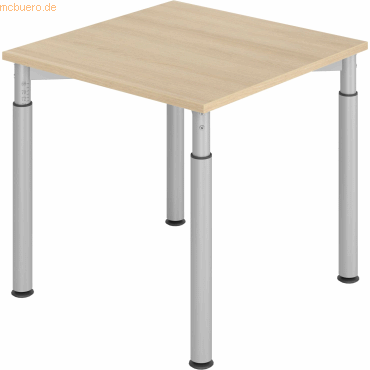 mcbuero.de Schreibtisch 80x80cm Eiche/Silber von mcbuero.de