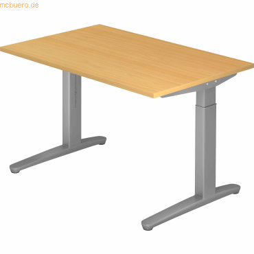 mcbuero.de Schreibtisch C-Fuß 120x80cm Buche/Silber mcbuero.de Schreibtisch C-Fuß 120x80cm Buche/Silber von mcbuero.de