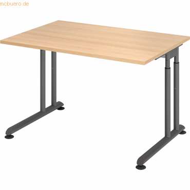 mcbuero.de Schreibtisch C-Fuß 120x80cm Eiche/Graphit mcbuero.de Schreibtisch C-Fuß 120x80cm Eiche/Graphit von mcbuero.de