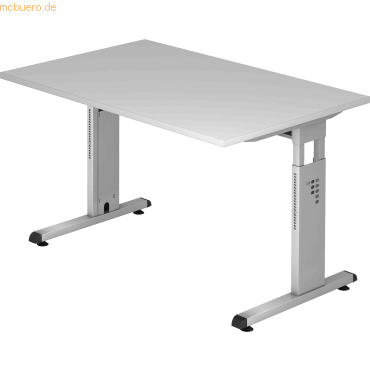 mcbuero.de Schreibtisch C-Fuß 120x80cm Grau/Silber von mcbuero.de