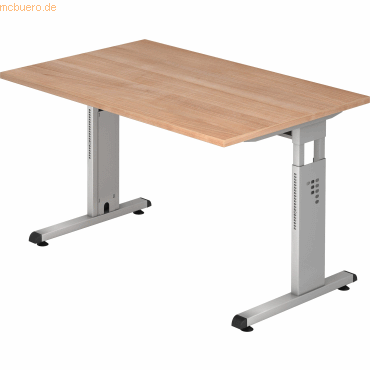mcbuero.de Schreibtisch C-Fuß 120x80cm Nussbaum/Silber mcbuero.de Schreibtisch C-Fuß 120x80cm Nussbaum/Silber von mcbuero.de