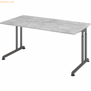 mcbuero.de Schreibtisch C-Fuß 160x80cm Beton/Graphit von mcbuero.de