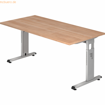 mcbuero.de Schreibtisch C-Fuß 160x80cm Nussbaum/Silber mcbuero.de Schreibtisch C-Fuß 160x80cm Nussbaum/Silber von mcbuero.de