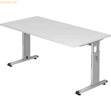 mcbuero.de Schreibtisch C-Fuß 160x80cm Weiß/Silber mcbuero.de Schreibtisch C-Fuß 160x80cm Weiß/Silber von mcbuero.de