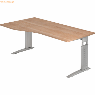 mcbuero.de Schreibtisch C-Fuß 180x100/80cm Nussbaum/Silber mcbuero.de Schreibtisch C-Fuß 180x100/80cm Nussbaum/Silber von mcbuero.de