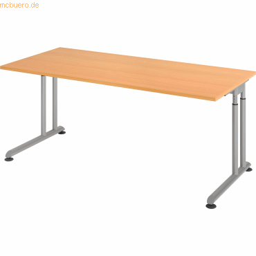 mcbuero.de Schreibtisch C-Fuß 180x80cm Buche/Silber mcbuero.de Schreibtisch C-Fuß 180x80cm Buche/Silber von mcbuero.de