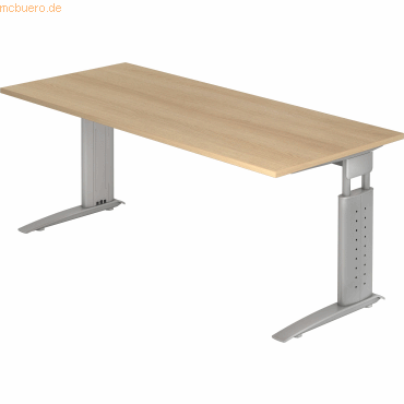 mcbuero.de Schreibtisch C-Fuß 180x80cm Eiche/Silber mcbuero.de Schreibtisch C-Fuß 180x80cm Eiche/Silber von mcbuero.de