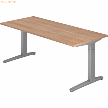 mcbuero.de Schreibtisch C-Fuß 180x80cm Nussbaum/Silber von mcbuero.de