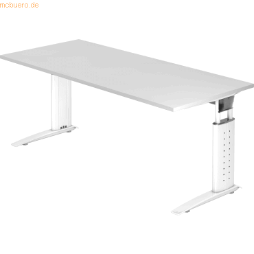 mcbuero.de Schreibtisch C-Fuß 180x80cm Weiß/Weiß von mcbuero.de