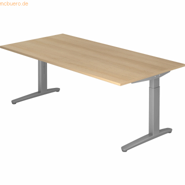 mcbuero.de Schreibtisch C-Fuß 200x100cm Eiche/Silber mcbuero.de Schreibtisch C-Fuß 200x100cm Eiche/Silber von mcbuero.de