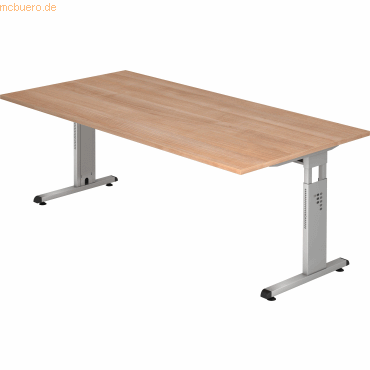 mcbuero.de Schreibtisch C-Fuß 200x100cm Nussbaum/Silber mcbuero.de Schreibtisch C-Fuß 200x100cm Nussbaum/Silber von mcbuero.de