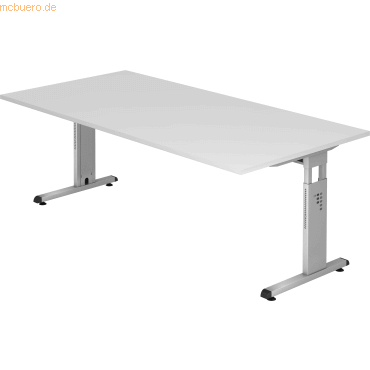 mcbuero.de Schreibtisch C-Fuß 200x100cm Weiß/Silber mcbuero.de Schreibtisch C-Fuß 200x100cm Weiß/Silber von mcbuero.de