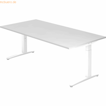 mcbuero.de Schreibtisch C-Fuß 200x100cm Weiß/Weiß von mcbuero.de
