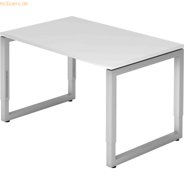 mcbuero.de Schreibtisch O-Fuß eckig 120x80cm Weiß/Silber von mcbuero.de