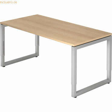 mcbuero.de Schreibtisch O-Fuß eckig 160x80cm Eiche/Silber von mcbuero.de