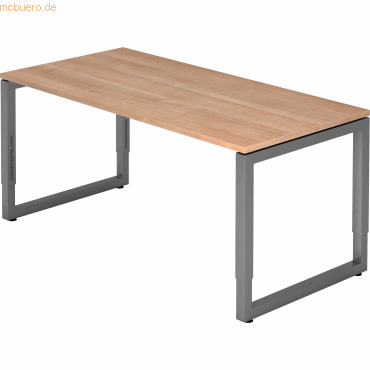 mcbuero.de Schreibtisch O-Fuß eckig 160x80cm Nussbaum/Graphit von mcbuero.de