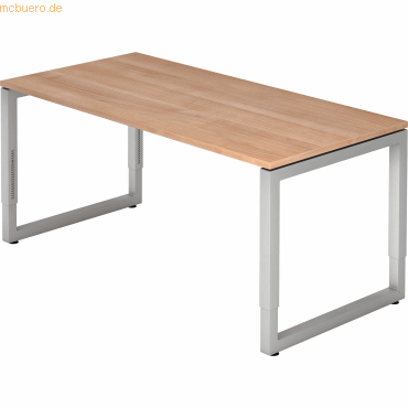 mcbuero.de Schreibtisch O-Fuß eckig 160x80cm Nussbaum/Silber von mcbuero.de