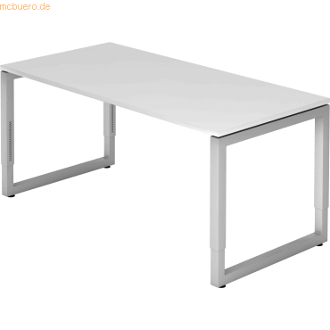 mcbuero.de Schreibtisch O-Fuß eckig 160x80cm Weiß/Silber von mcbuero.de