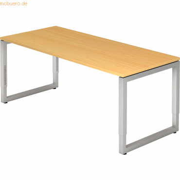 mcbuero.de Schreibtisch O-Fuß eckig 180x80cm Buche/Silber von mcbuero.de