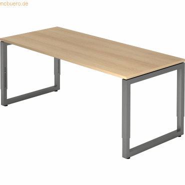 mcbuero.de Schreibtisch O-Fuß eckig 180x80cm Eiche/Graphit mcbuero.de Schreibtisch O-Fuß eckig 180x80cm Eiche/Graphit von mcbuero.de
