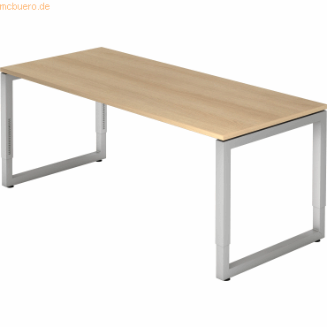mcbuero.de Schreibtisch O-Fuß eckig 180x80cm Eiche/Silber mcbuero.de Schreibtisch O-Fuß eckig 180x80cm Eiche/Silber von mcbuero.de