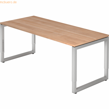 mcbuero.de Schreibtisch O-Fuß eckig 180x80cm Nussbaum/Silber mcbuero.de Schreibtisch O-Fuß eckig 180x80cm Nussbaum/Silber von mcbuero.de