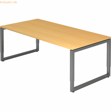 mcbuero.de Schreibtisch O-Fuß eckig 200x100cm Buche/Graphit mcbuero.de Schreibtisch O-Fuß eckig 200x100cm Buche/Graphit von mcbuero.de