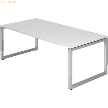 mcbuero.de Schreibtisch O-Fuß eckig 200x100cm Weiß/Silber von mcbuero.de