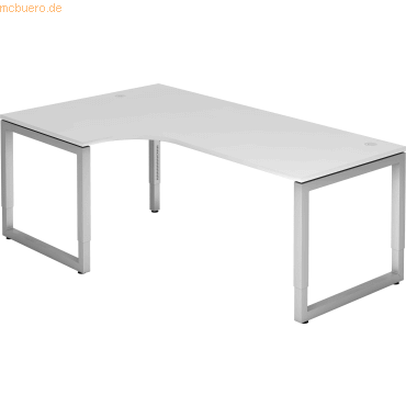 mcbuero.de Schreibtisch O-Fuß eckig 200x120cm 90 Grad Weiß/Silber von mcbuero.de