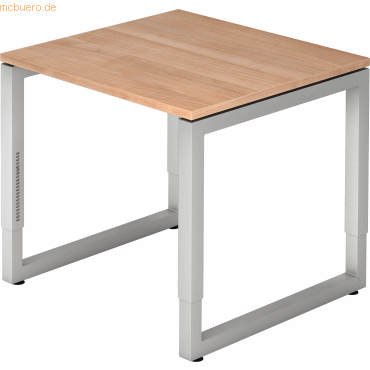 mcbuero.de Schreibtisch O-Fuß eckig 80x80cm Nussbaum/Silber mcbuero.de Schreibtisch O-Fuß eckig 80x80cm Nussbaum/Silber von mcbuero.de