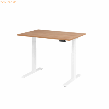 mcbuero.de Schreibtisch el 120x80cm weiß/nussbaum von mcbuero.de