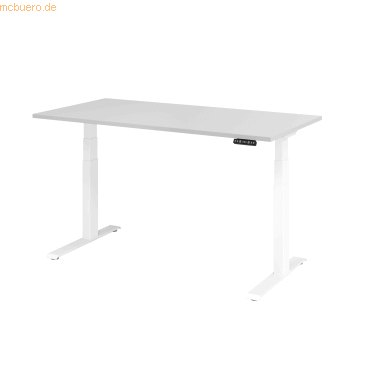 mcbuero.de Schreibtisch el 160x80cm weiß/grau von mcbuero.de