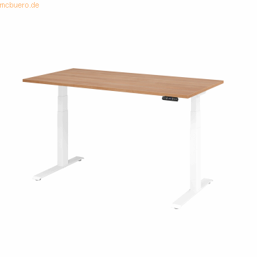 mcbuero.de Schreibtisch el 160x80cm weiß/nussbaum von mcbuero.de