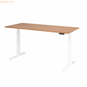 mcbuero.de Schreibtisch el 180x80cm weiß/nussbaum von mcbuero.de