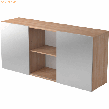 mcbuero.de Sideboard 2 OH BxTXH 160x42x74,8cm Schiebetüren Nussbaum/Si von mcbuero.de