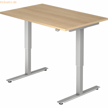 mcbuero.de Sitz-Steh-Schreibtisch elektrisch 120x80cm Eiche/Silber von mcbuero.de
