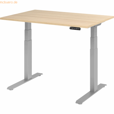mcbuero.de Sitz-Steh-Schreibtisch elektrisch 120x80cm Eiche/Silber von mcbuero.de