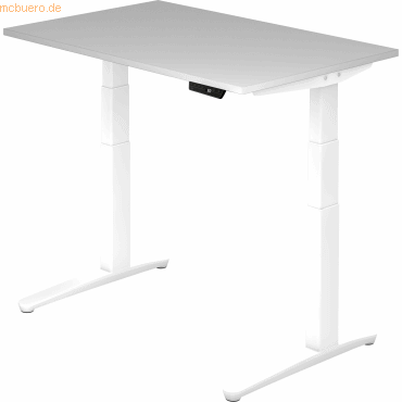 mcbuero.de Sitz-Steh-Schreibtisch elektrisch 120x80cm Grau/Weiß von mcbuero.de