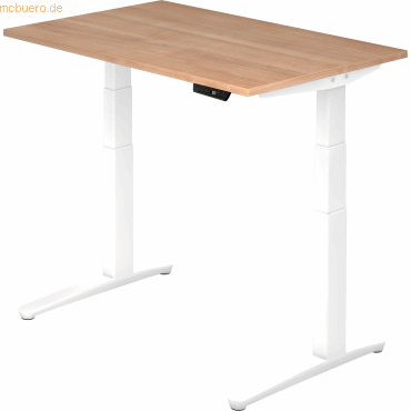 mcbuero.de Sitz-Steh-Schreibtisch elektrisch 120x80cm Nussbaum/Weiß von mcbuero.de